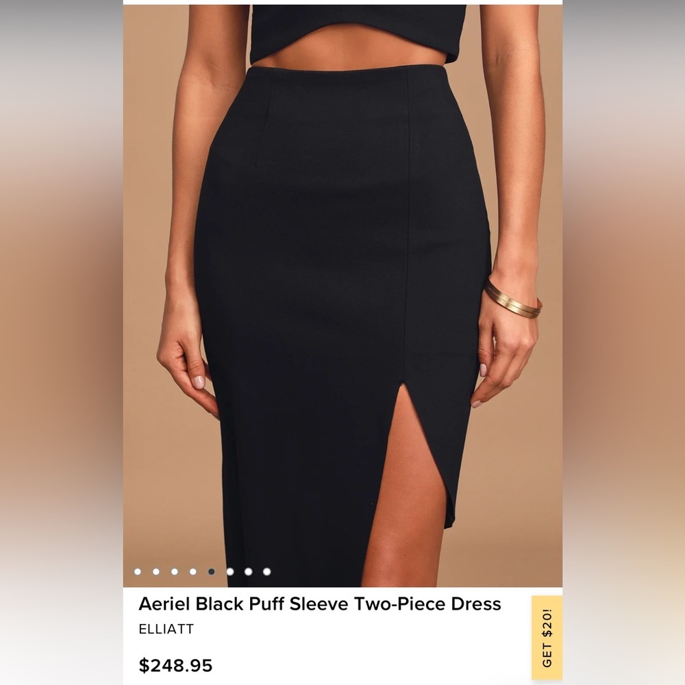 Aeriel Black Puff Sleeve Two-Piece Dress LULUS/ELLIATT - Picture 5 of 8